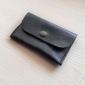Leather Credit Card Wallet for up to 10 Cards - black leather