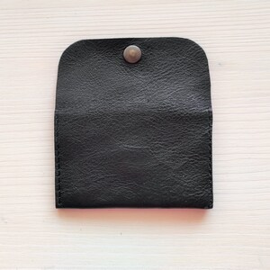 Leather Credit Card Wallet for up to 10 Cards - black  leather from back