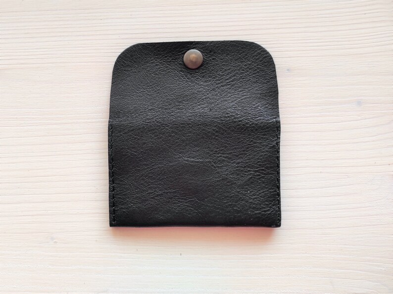 Leather Credit Card Wallet for up to 10 Cards - black  leather from back