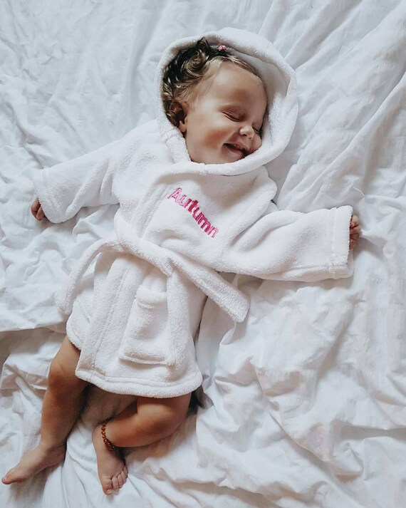 baby dressing gown white