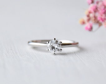 Verlobungsring 0.5 ct Diamant, Solitärring mit echtem natürlichen Diamant, Verlobungsring PRINCESS