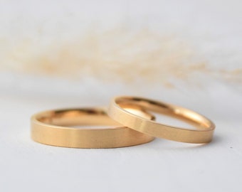 Wedding rings BE_MINE, ring set gold, wedding rings square