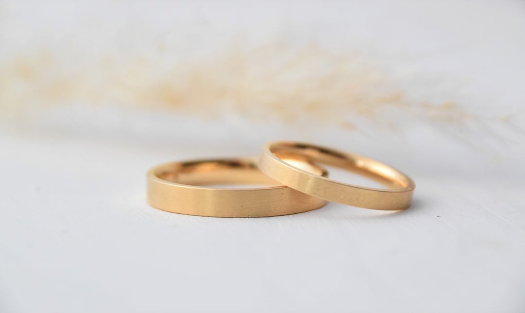 Wedding Rings BE_MINE, Ring Set Gold, Wedding Rings Square - Etsy