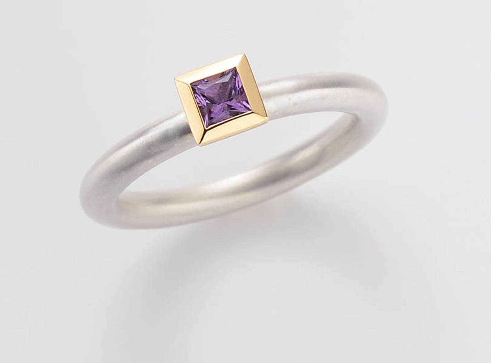 Ring Amethyst, Engagement Ring Gold, Ring in 18 Kt Gold and Silver ...