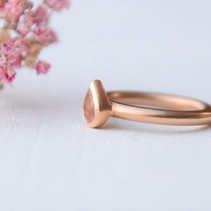 Morganit ring 18kt pink gold, engagement ring,wedding ring gold,stacking ring,ring set gold, wedding rings pink gold, drop stone, stone ring image 6