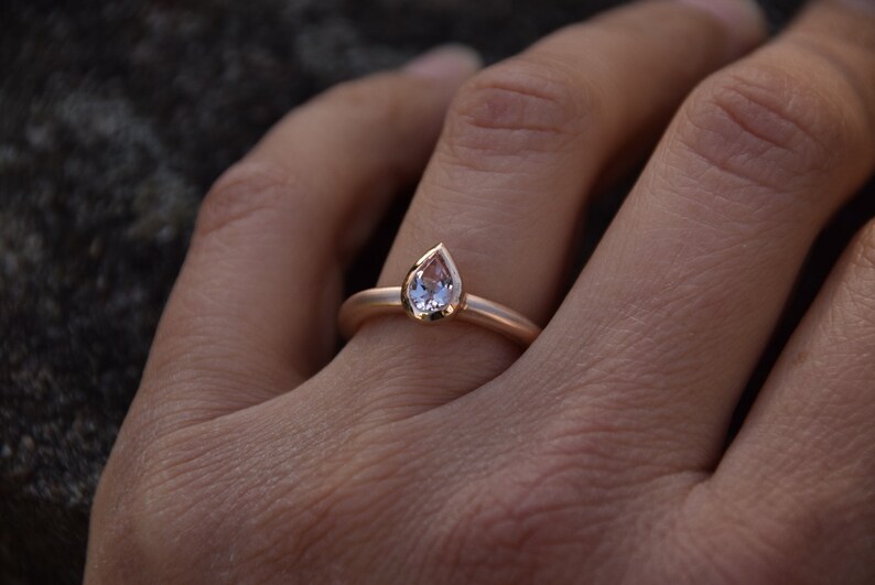 Morganit ring 18kt pink gold, engagement ring,wedding ring gold,stacking ring,ring set gold, wedding rings pink gold, drop stone, stone ring image 7