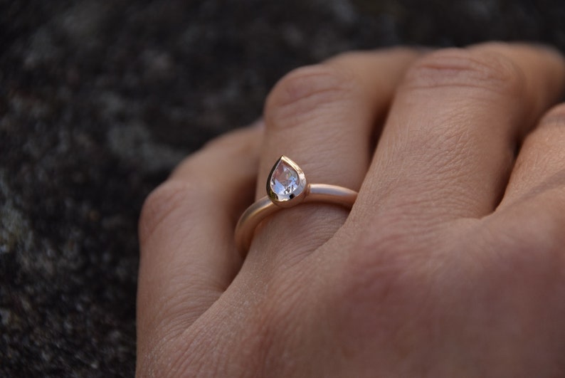 Morganit ring 18kt pink gold, engagement ring,wedding ring gold,stacking ring,ring set gold, wedding rings pink gold, drop stone, stone ring image 8