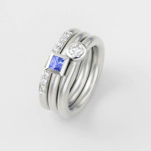 PLATINUM Ring with Tanzanite, Solitaire Ring, Tanzanite Engagement Ring, 950 Platinum Ring with Blue Stone, Stacking Ring, Gift for Women image 2