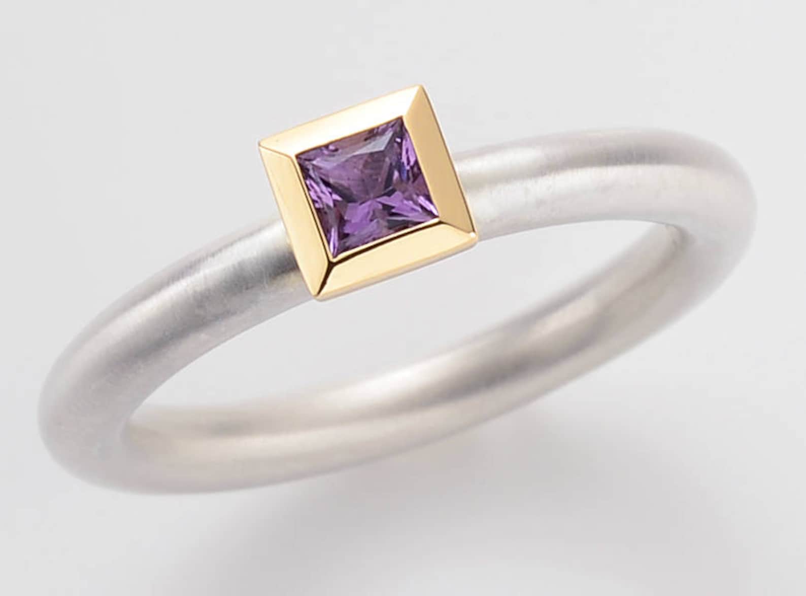 Ring Amethyst, Engagement Ring Gold, Ring in 18 Kt Gold and Silver ...