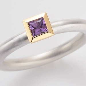 Ring Amethyst, Engagement Ring Gold, Ring in 18 Kt Gold and Silver ...