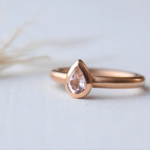 Morganit ring 18kt pink gold, engagement ring,wedding ring gold,stacking ring,ring set gold, wedding rings pink gold, drop stone, stone ring image 2