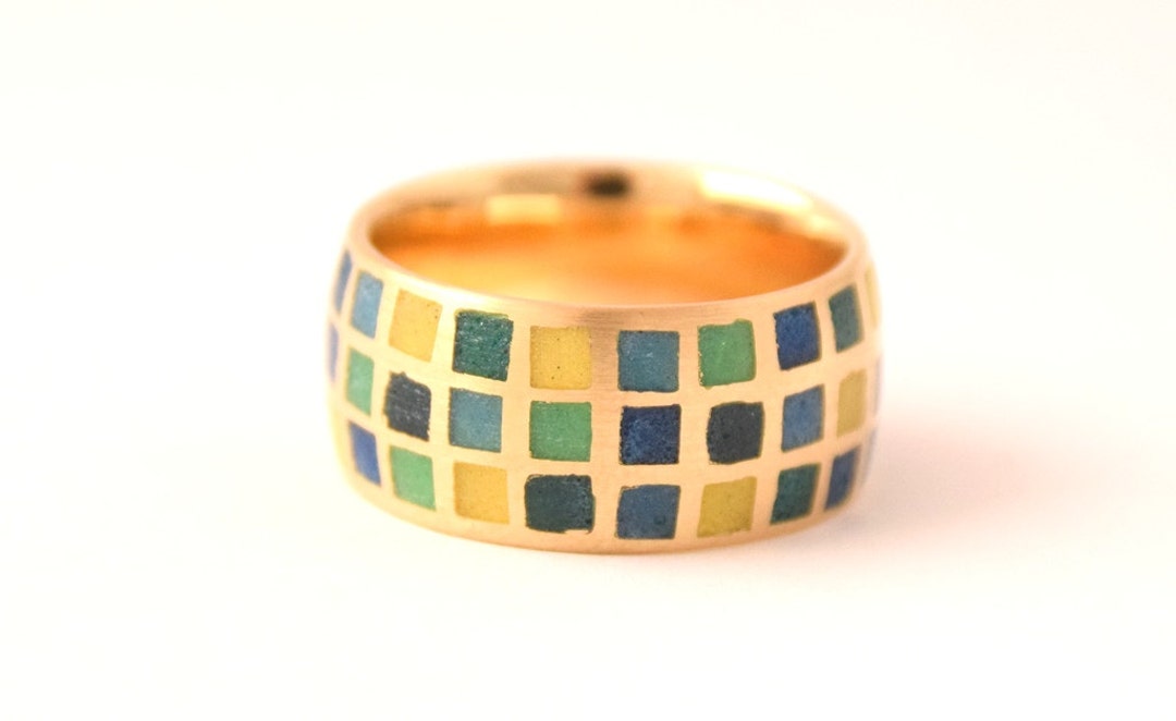 Karo Rind Enamel Ring KARO 18kt Yellow Gold, Band Ring, Fire Enamel - Etsy