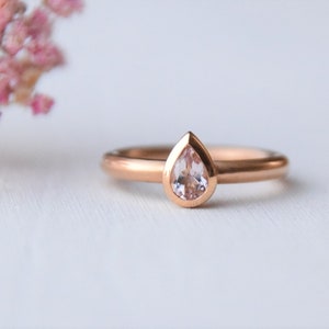 Morganit ring 18kt pink gold, engagement ring,wedding ring gold,stacking ring,ring set gold, wedding rings pink gold, drop stone, stone ring image 5