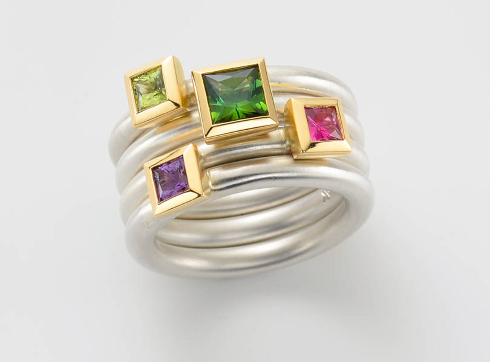 Ring Amethyst, Engagement Ring Gold, Ring in 18 Kt Gold and Silver ...