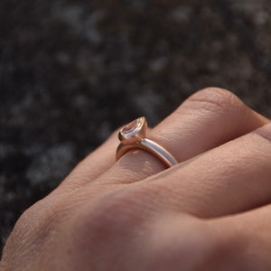 Morganit ring 18kt pink gold, engagement ring,wedding ring gold,stacking ring,ring set gold, wedding rings pink gold, drop stone, stone ring image 9