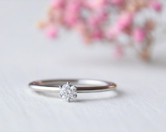 Bague de proposition avec diamant 0,20 ct, bague de fiançailles platine or blanc