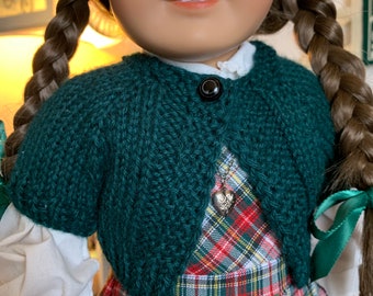 Handknit Bolero Shrug Sweater for 18 Inch Dolls or Bears Forest Green