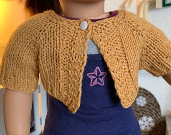 SECOND SALE Handknit Bolero Shrug Sweater for 18 Inch Dolls or Bears Daisy Yellow