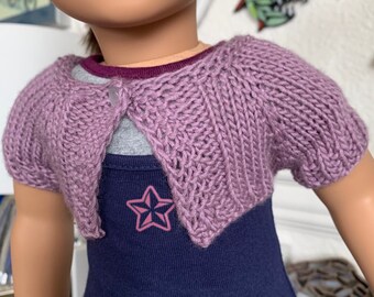 Handknit Bolero Shrug Sweater for 18 Inch Dolls or Bears Lavender