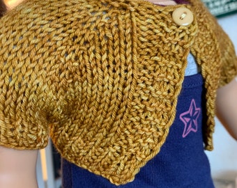Handknit Bolero Shrug Sweater for 18 Inch Dolls or Bears Mustard