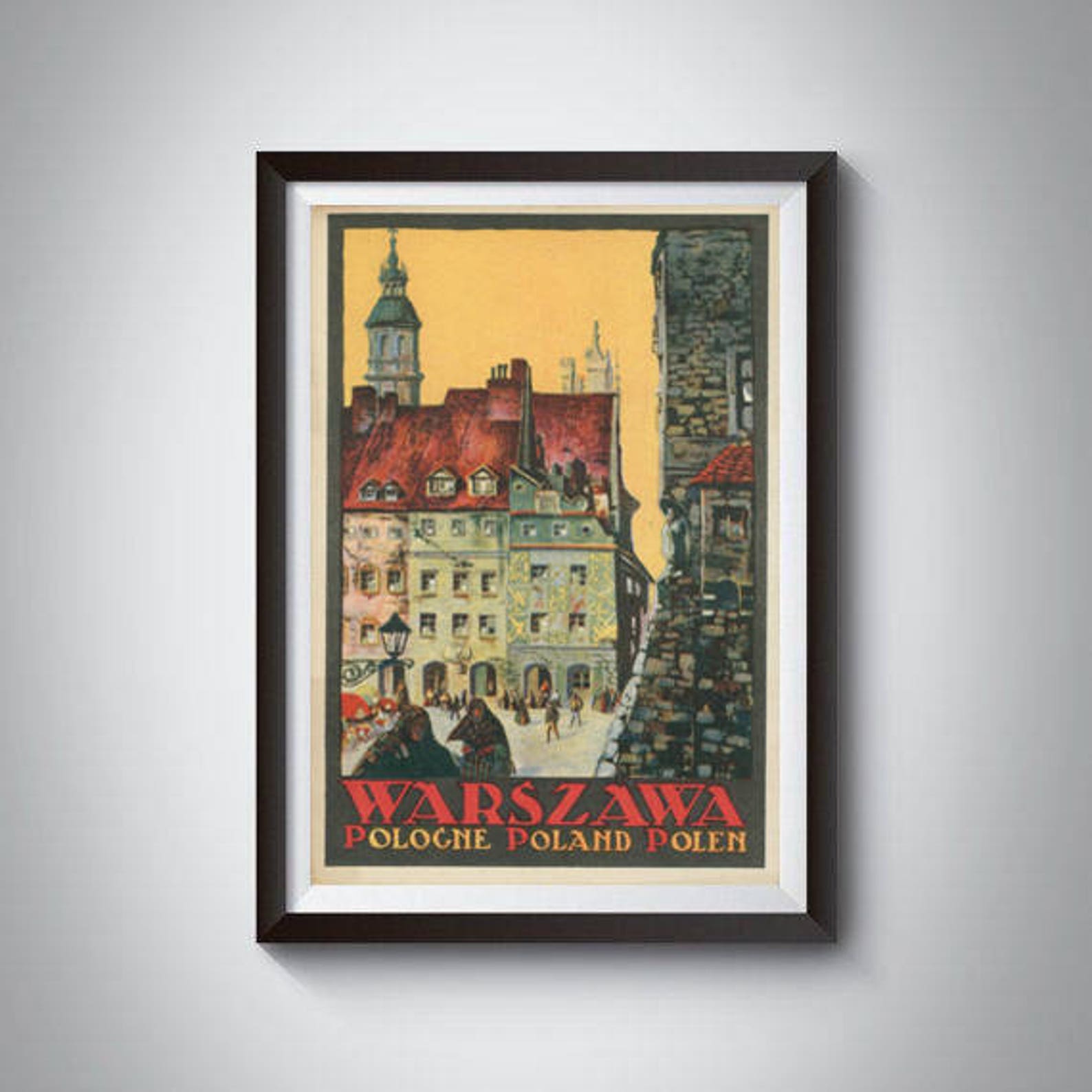 Warsaw Travel Poster Warsaw Vintage Print Warszawa Print Etsy