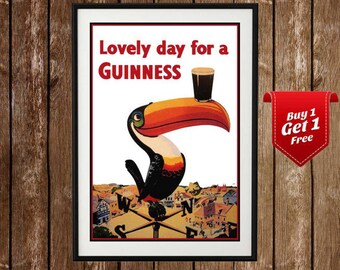 Guinness Print - Lovely day for a Guinness, Beer Poster, Vintage Beer Print, Retro Beer, Guiness Poster, Vintage Guinness Poster, Home Bar