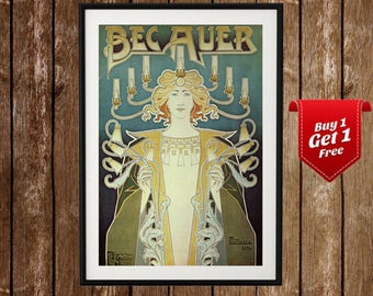 Bec Auer - French Art, Art Nouveau poster, Art Nouveau Print, Henri Privat - Livemont, Vintage French Poster, Old Poster, French Art