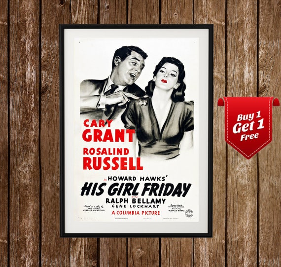 His Girl Friday Movie Poster Cary Grant Rosalind Russel  Etsy
