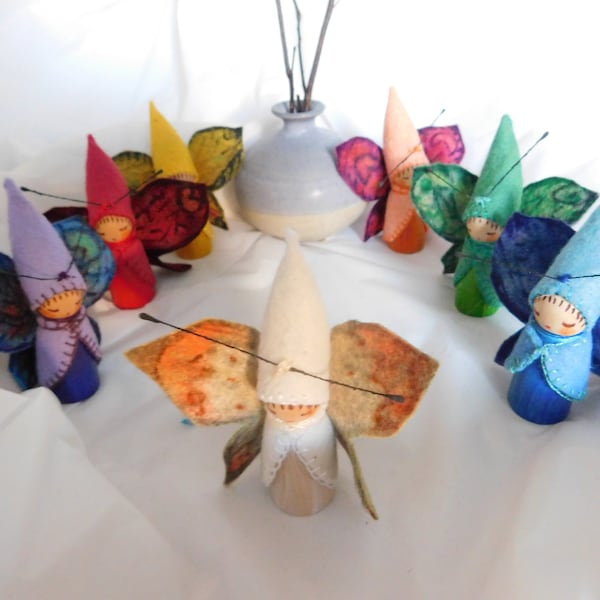 Rainbow Butterfly Woodland Faeries Waldorf Days of Week  Peg Dolls