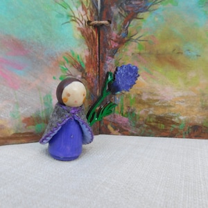 Thistle Flower  Faerie,  Friendship Gift, Keepsake,  A Little Wooden Faerie Peg Doll Waldorf Craft