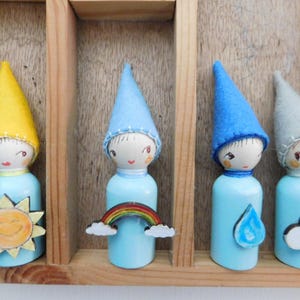 Weather  Gnomes , Peg Doll Fairy Gift, Gnome Calendar, Waldorf Craft