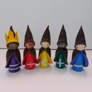 Math Gnomes, Education Aid, Waldorf Wooden Peg Dolls