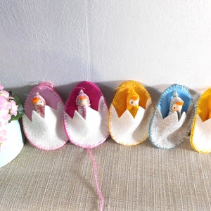 Tiny Easter Chick  Faerie, Peg Doll in a Egg  Felt Pocket, Waldorf Craft