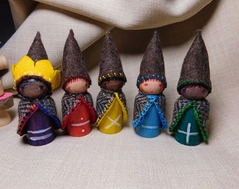 Math Gnomes, Education Aid, Waldorf Wooden Peg Dolls