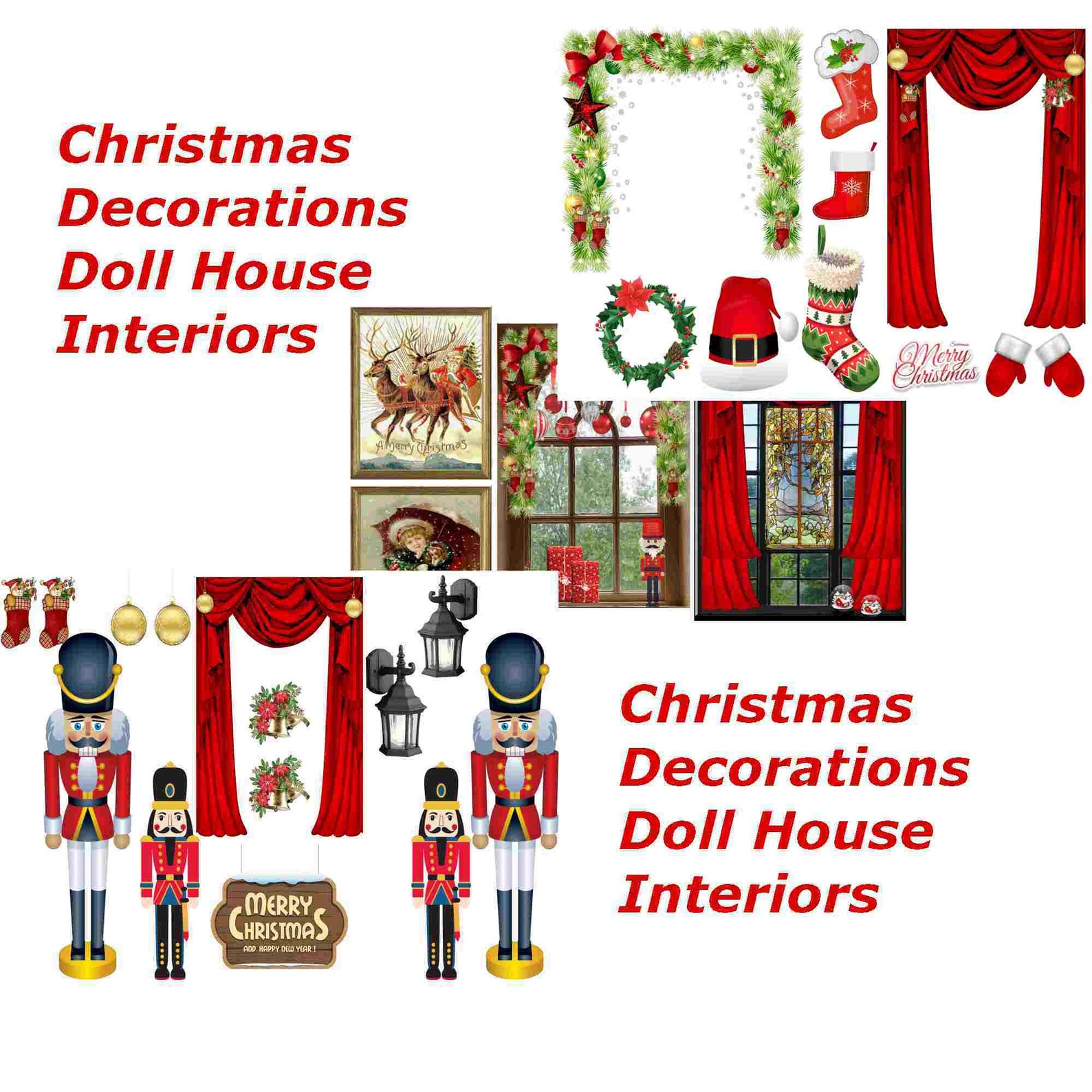 Christmas Miniature Bundle, Printable Dollhouse, Chrismas Miniatures ...