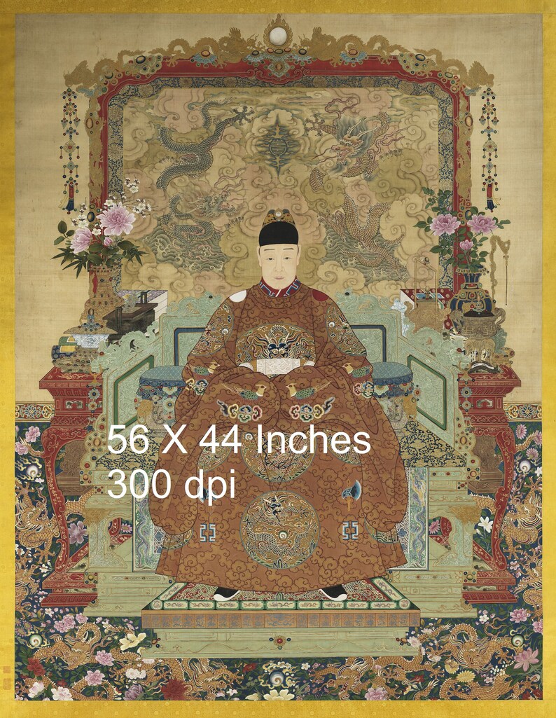 Chinese Emperor Portrait, Chinese Ancestor Scroll Prints, High