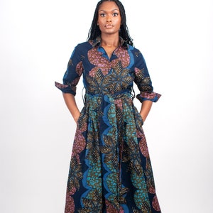 fitted lace wedding dress Afro Hibiscus Tropical Long Sleeve Bodycon Dress ShweShwe African Pattern  by African Pride main image 1