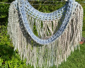 Beachside Blues Fringed Cowl