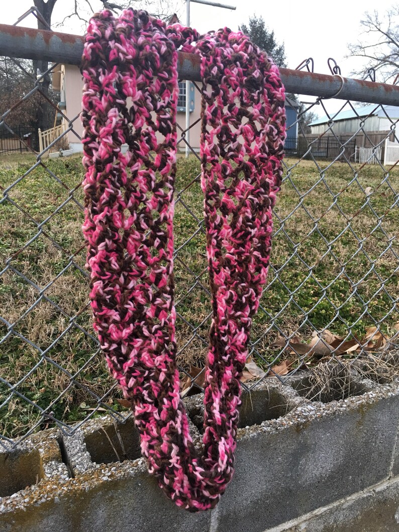 Pink and Brown Infinity Scarf image 1