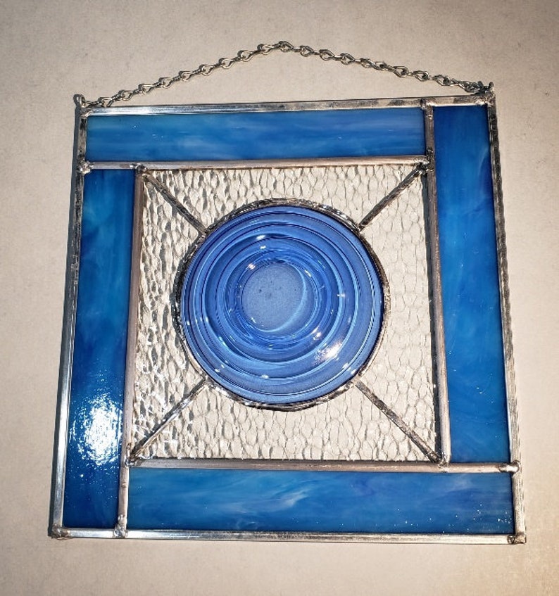Light Blue Stained Glass Plate Etsy