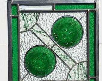Green Oatmeal Stained Glass Panel