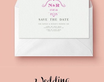 Wedding, Save the Date, Personalised, Printable, Save the Date Template, Invitations, Modern, Abstract