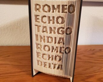 Retired Military Book Art, Handmade Folded Book Sculpture