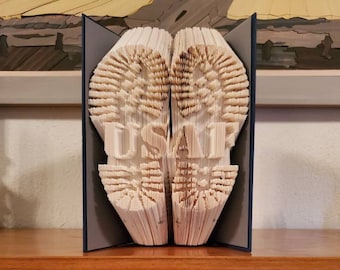 USAF Boots Folded Book Art, Air Force Retirement Gift