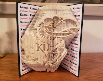 KU Jayhawks Book Art, Handmade Kansas Decor