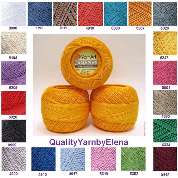 100 Mercerized Cotton Yarn Knitting Crochet By Yarnart Canarias 20g 203 M 222 Yards