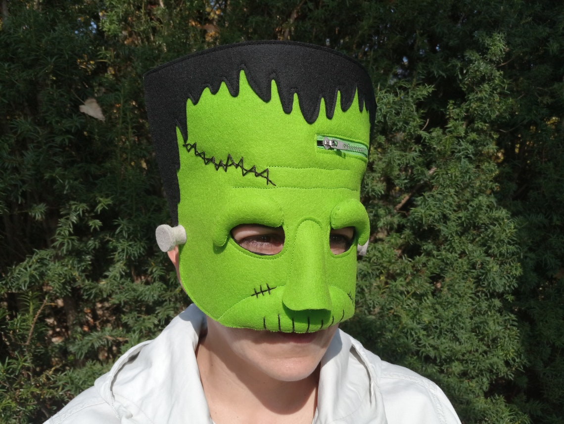 Frankenstein Mask Felt Mask Halloween Frankenstein Costume Etsy