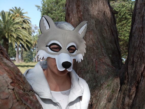 Felt Wolf Mask, Halloween Mask, Felt Mask, Carnival Mask, Grey
