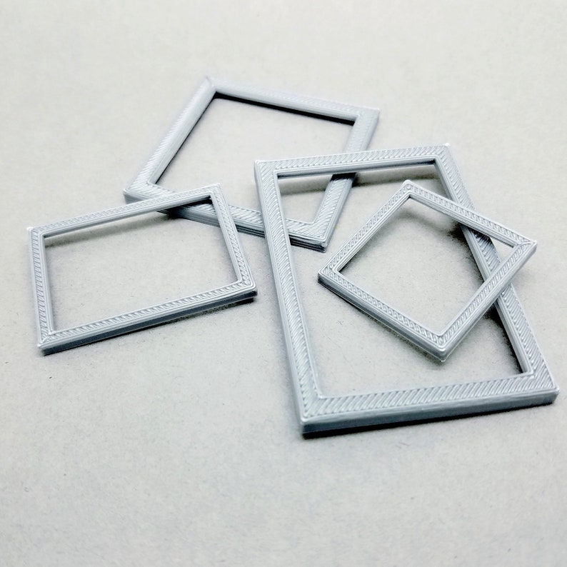 Miniature Silver Picture Frame Modern Dollhouse Empty Blank Image 0