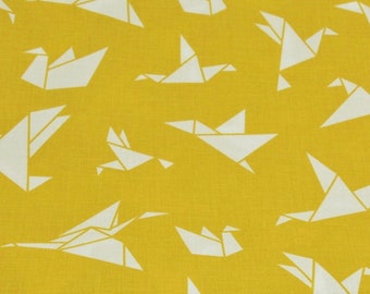 Cotton origami birds mustard yellow